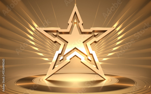 Golden star shape with light effects