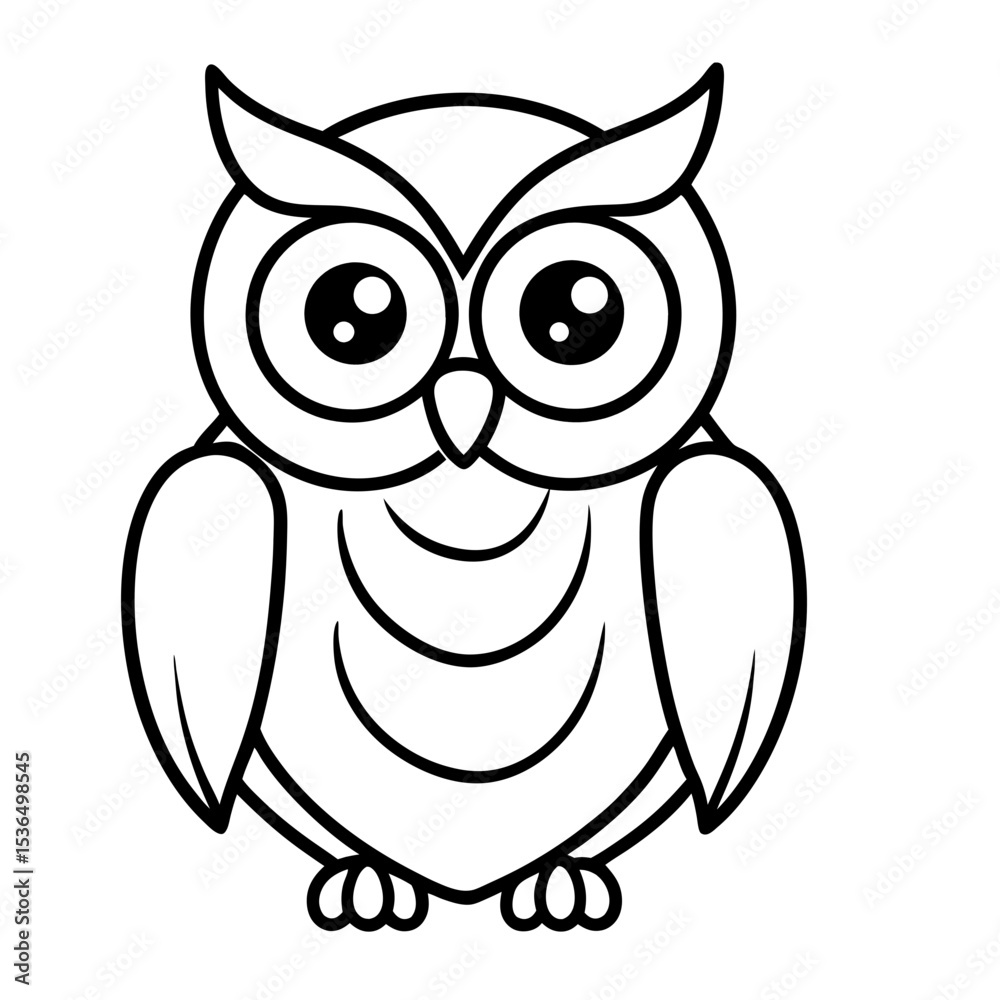 Fototapeta premium Cute Owl Sketch Outline Icon