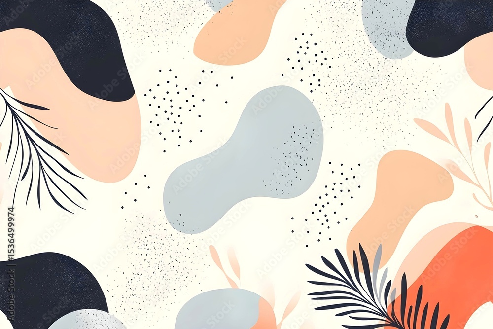 Fototapeta premium Abstract background with organic shapes and floral elements
