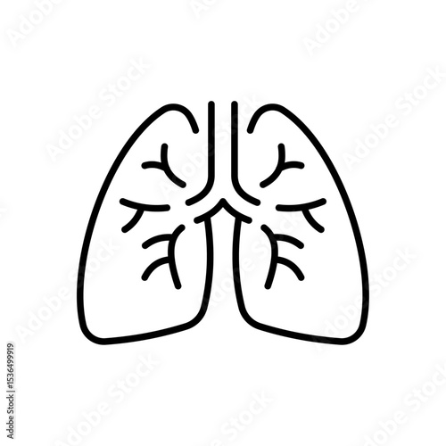 Editable lung organ anatomy outline stroke icon isolated on transparent background