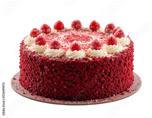 whole red velvet cake isolated on transparent background