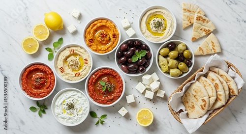 Mediterranean Mezze Platter Hummus, Baba Ghanoush, and More