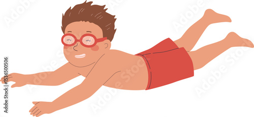 Boy Swimming Illustration