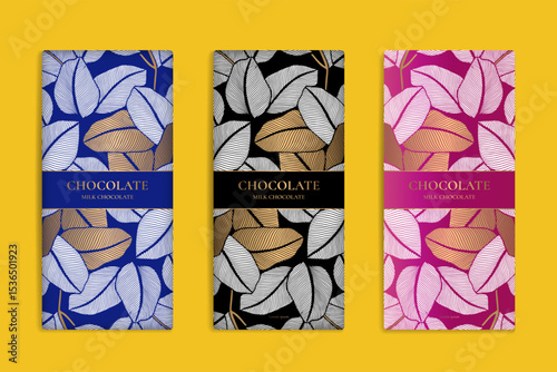 Luxury packaging design of chocolate bars. Vintage vector ornament template. Elegant, classic elements. Great for food, drink and other package types. Can be used for background and wallpaper.