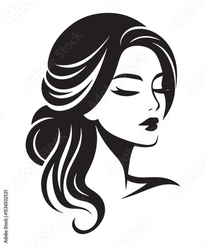 Beauty woman Face and hair style logo vector, woman Face vector illustration. woman Face icon