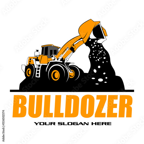 Bulldozer logo for a company that operates for a mining.