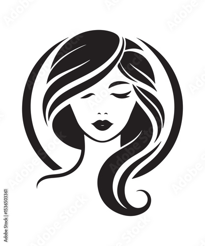 Beauty woman Face and hair style logo vector, woman Face vector illustration. woman Face icon