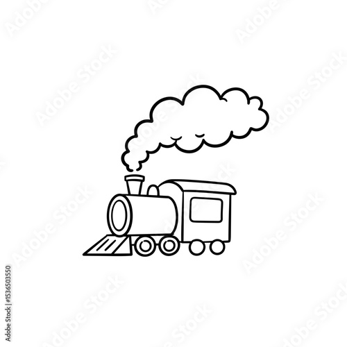 Vintage steam train illustration, nostalgic and adventurous style, black and white, for travel concepts