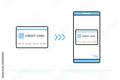 スマホにクレジットカードの情報を紐づけるイメージイラスト