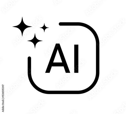 Generative AI logo icon magic sparkle stars symbol , Artificial intelligence sign. Vector ai generated icon button