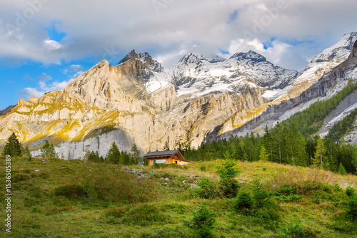 Swiss Alps panorama, snow mountains, Switzerland photo