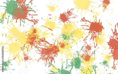Vibrant red, yellow, green paint splatters.