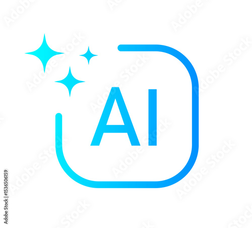 Generative AI logo icon magic sparkle stars symbol , Artificial intelligence sign. Vector ai generated icon button