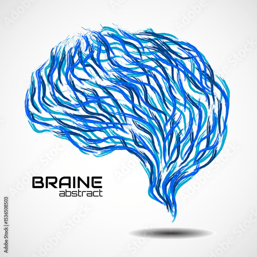 Abstract creative brain with paint strokes stock. Colorful vector illustration