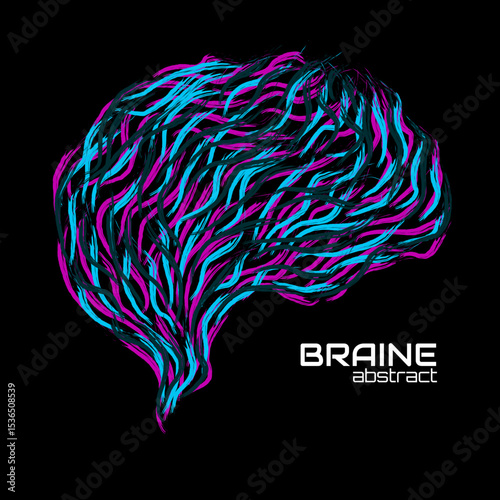 Abstract creative brain with paint strokes stock. Colorful vector illustration