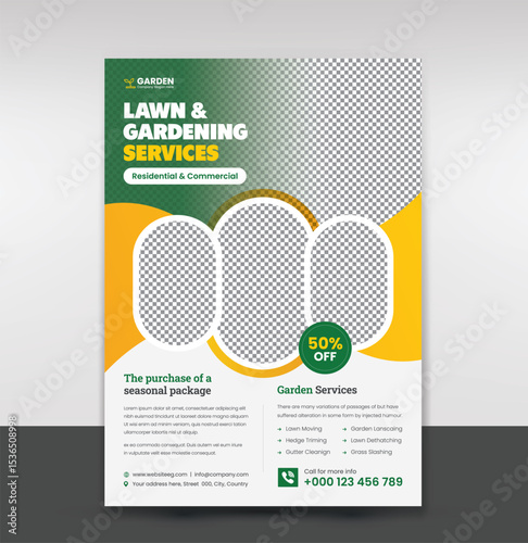 Lawn and Garden Services Flyer Design Template with Professional and Corporate looks. You can use it for landscaping, service business, marketing and other variety of purposes.