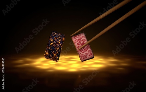 Sushi pieces levitate