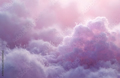 Abstract dreamy pastel background in violet and lavender colors. Textured cloud like formations. Gentle art design with soft light. Romantic, creative wallpaper.