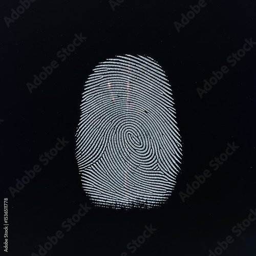Close-up of fingerprint pattern on black background for security and identity concept