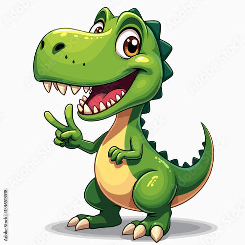 Cute Cartoon Dinosaur - Tyrannosaurus Rex Animal Vector Illustration