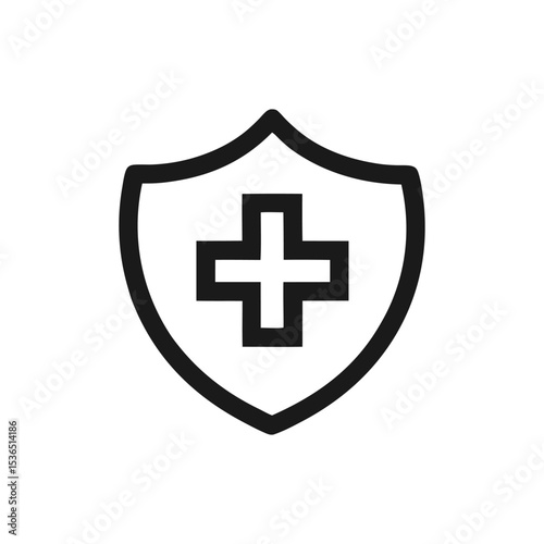 Medical Plus Symbol on Shield – Health Protection Icon