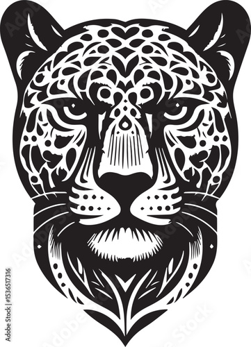 Black and White Jaguar Vector Illustration – Minimalist Wild Cat Silhouette Art	