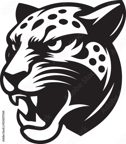 Black and White Jaguar Vector Illustration – Minimalist Wild Cat Silhouette Art	