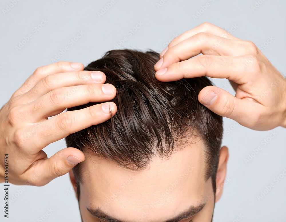 Naklejka premium Close-up of man styling wet hair