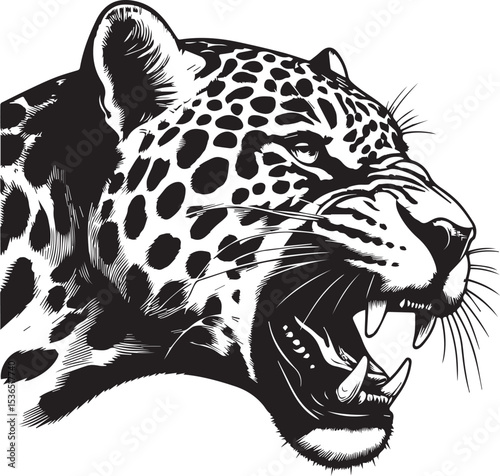 Black and White Jaguar Vector Illustration – Minimalist Wild Cat Silhouette Art	