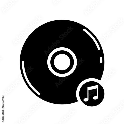 CD Disk with Music Note – Vector Icon