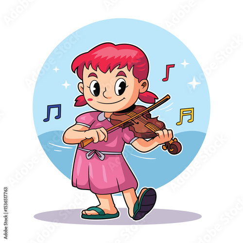 Girl with Twin Tails Playing the Violin