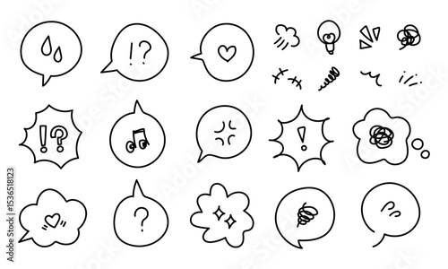 手書きの感情フキダシ・アイコンセット
