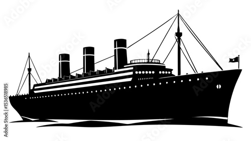 titanic ship vector black silhouette black on white background