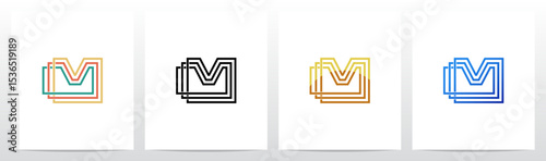 Outlines Parallel Lines Knit Initial Letter Logo Design M