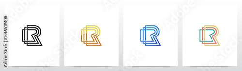 Outlines Parallel Lines Knit Initial Letter Logo Design R