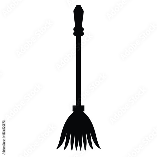 black broom isolated on white