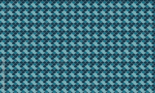 Abstract seamless pattern of overlapping teal scales.  Elegant geometric design ideal for backgrounds, textiles, and website designs. Evokes water, nature, and tranquility.