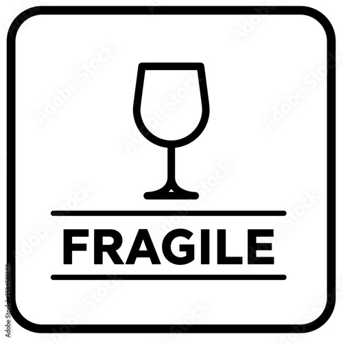 Fragile icon with glass symbol in minimalist black design  