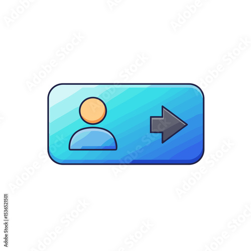 Sign in login icon with user silhouette and arrow in blue style  