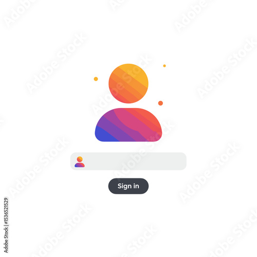 Sign in login icon with gradient colors and abstract design  