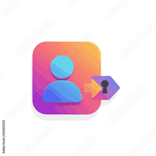 Login icon with user silhouette and lock symbol in vibrant gradient  