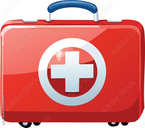 First aid kit with red cross 