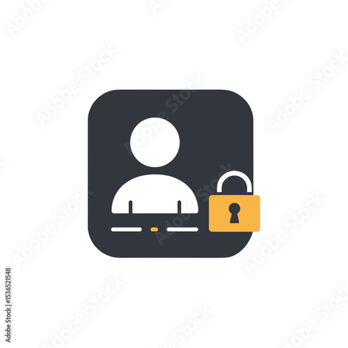 Sign in login icon with user and padlock symbol on dark background  