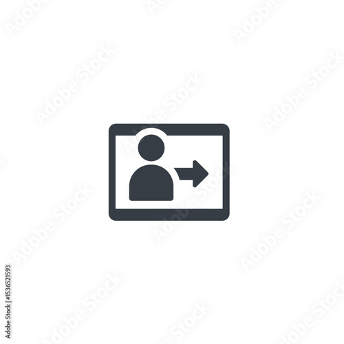 Shopping icon representing user profile with an arrow pointing right  