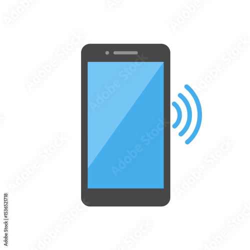 Smartphone ringing with sound waves on white background, concept of shopping icon  