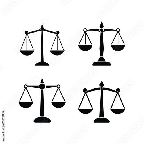 A set of scale libra silhouette vector art illustration