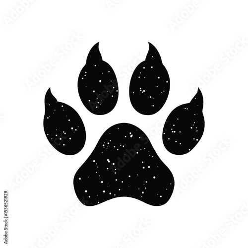 Dog paw paintbrush style silhouette vector art illustartion