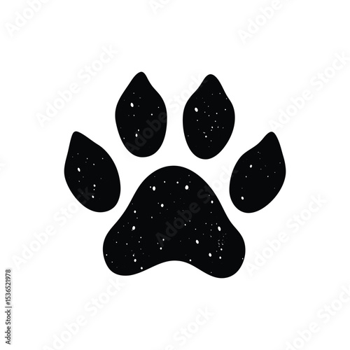 Dog paw paintbrush style silhouette vector illustration