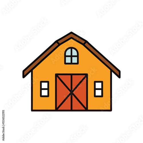 Western prairie barn house vector art illustration