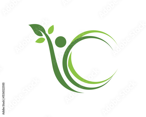 people leaf green nature health logo and symbols